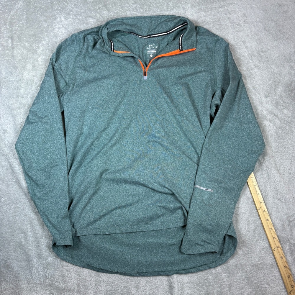 Nike Sweater Mens L Dri-FIT Half Zip Running Pullover Teal‎ Orange 717404-349